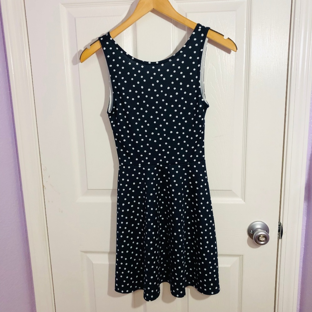H&M Navy and White Polka Dot Dress